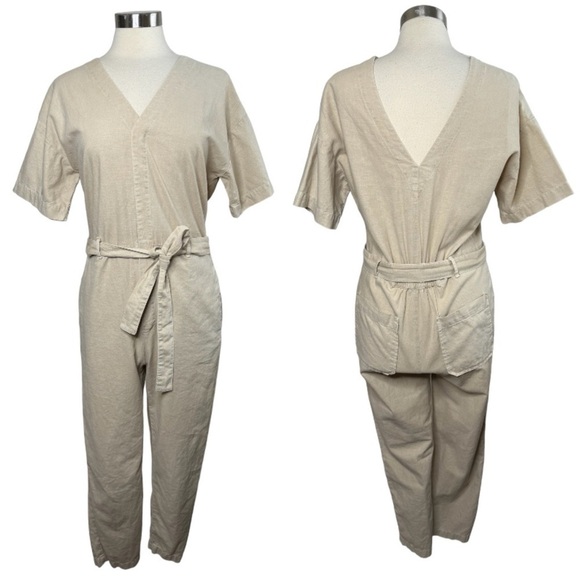ADRIANO GOLDSCHMIED Linen Cotton Snap Front Jumpsuit size S - Picture 1 of 10